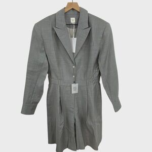 HELSA NWT Grey Wool The Short Meeting Tailored Blazer Style Romper Size Large
